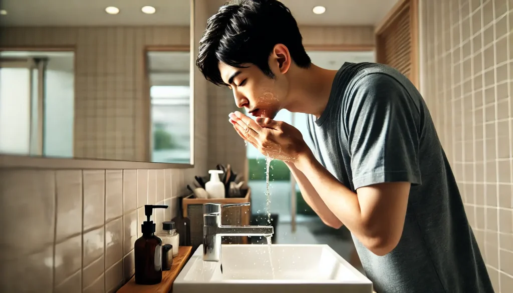 man-in-his-twenties-is-washing-his-face-in-the-morning